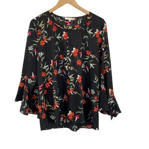 Mika Mindel black, red floral blouse